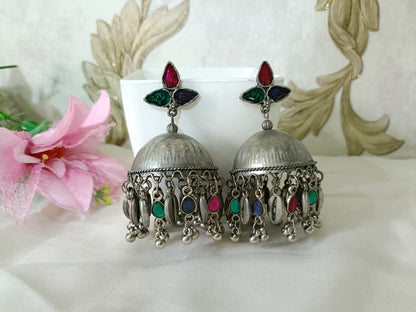 Black Polish Oxidised Jhumka