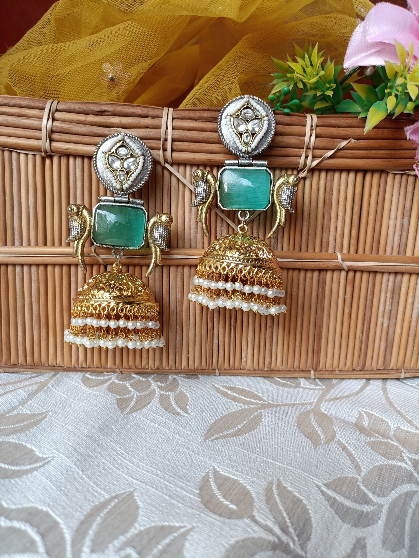 Dual Tone Jhumka Earrings