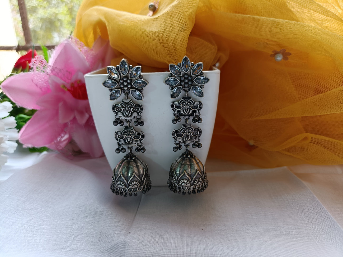 Widisha Oxidised Jhumka Earrings