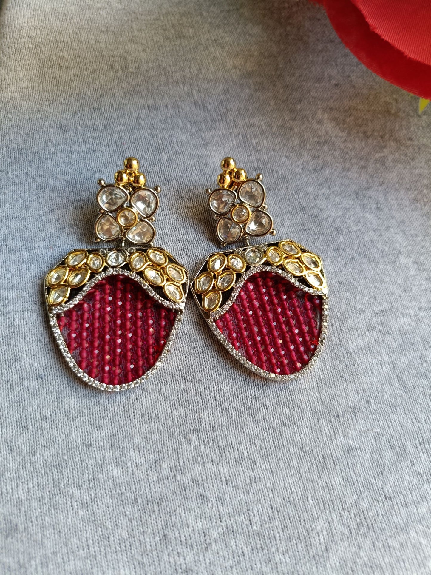 Ruby Sara Polki Earrings