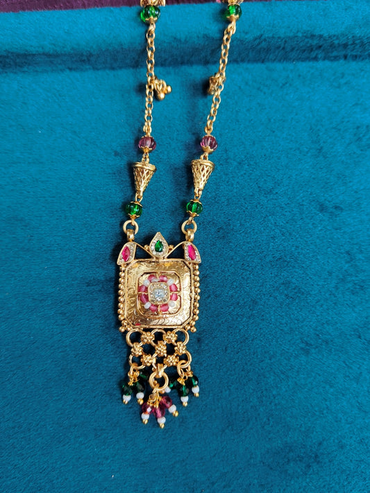 Ruby Kundan Heritage Pendant Set