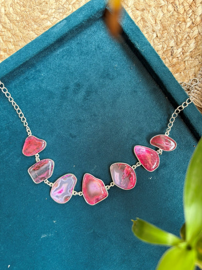 Rose Aura Agate Statement Necklace