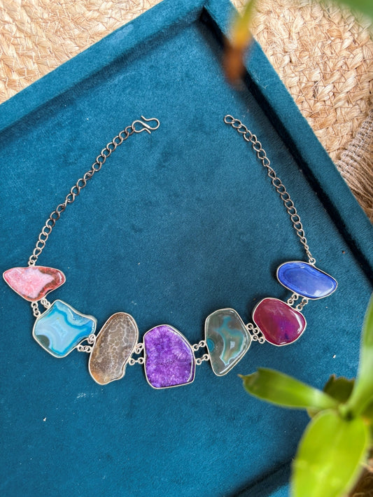 Multi-Color Polished Geode Necklace
