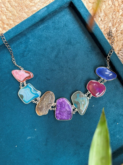 Multi-Color Polished Geode Necklace