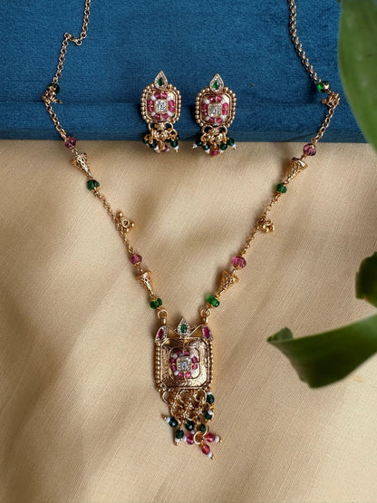 Ruby Kundan Heritage Pendant Set