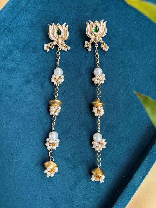 Lotus Pearl Dangler Earrings