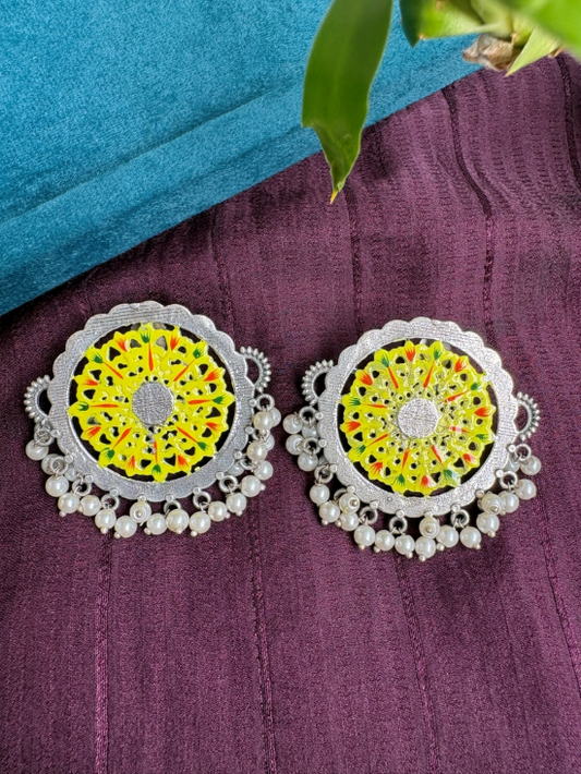 Meera Mennakari Oxidised Earrings