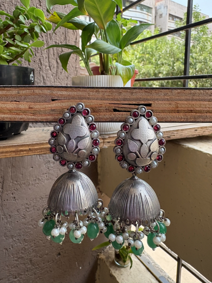 Sanasha Silver Look Alike Oxidised Jhumka