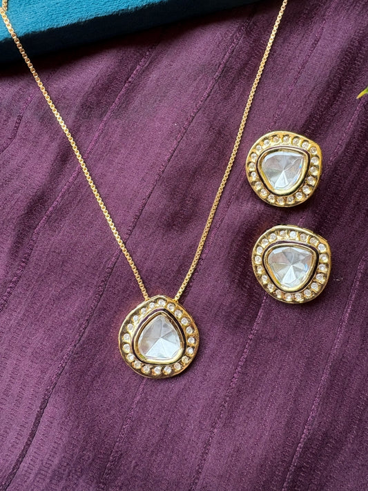 Polki Chain Pendant Set