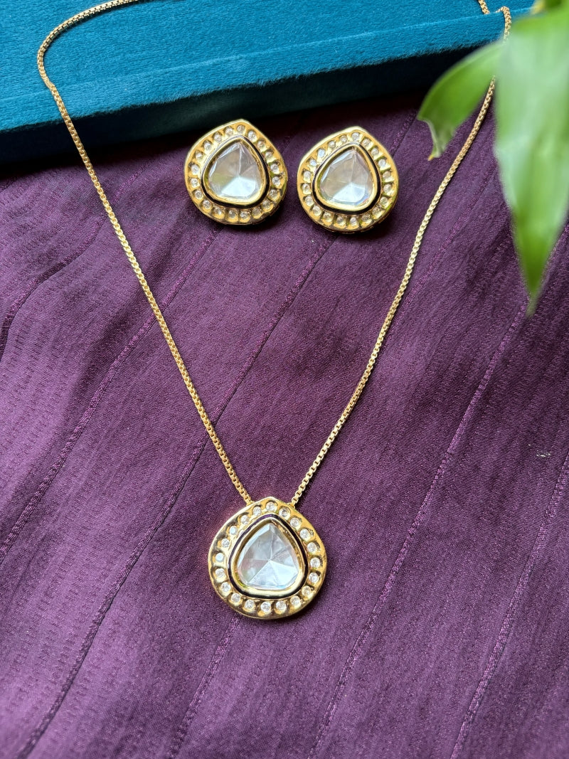 Polki Chain Pendant Set