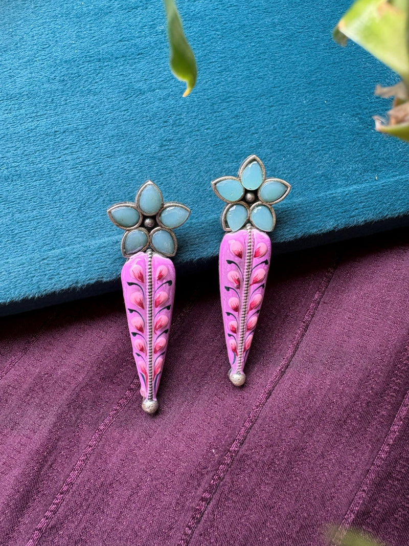 Meenakari Stone Oxidised Earrings