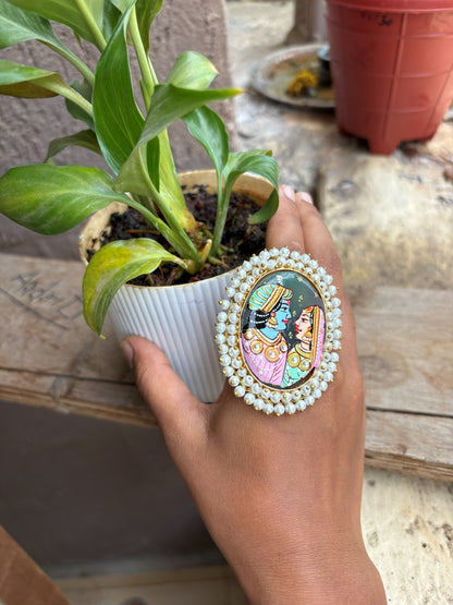 Tanjore Radha Krishna Finger Ring