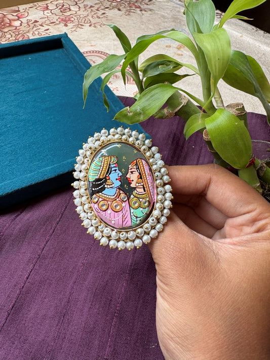 Tanjore Radha Krishna Finger Ring