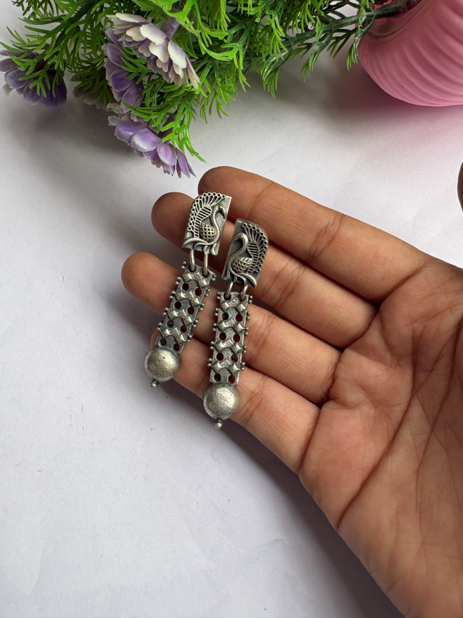 Dhrija Silver Oxidised Earrings