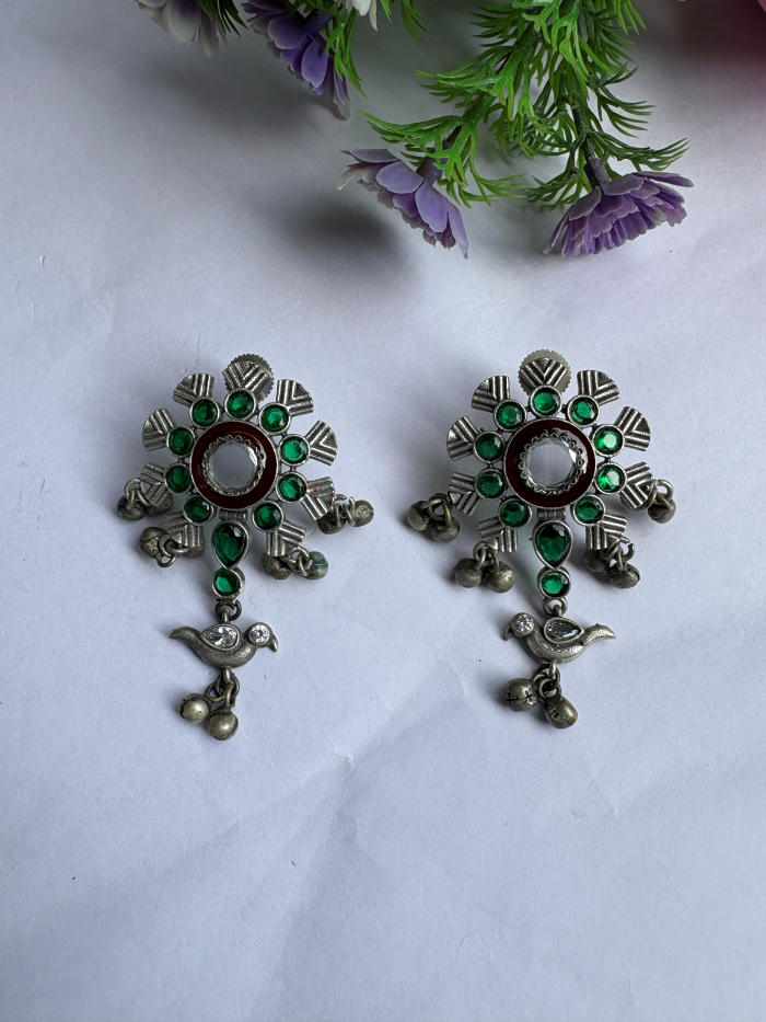 Bird Stone Stud Earrings