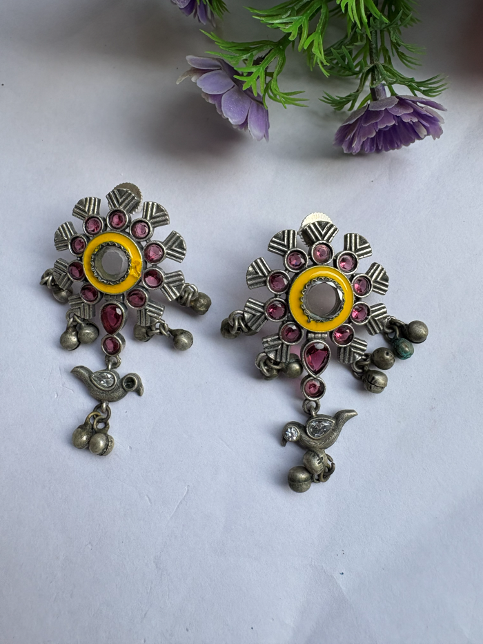 Bird Stone Stud Earrings