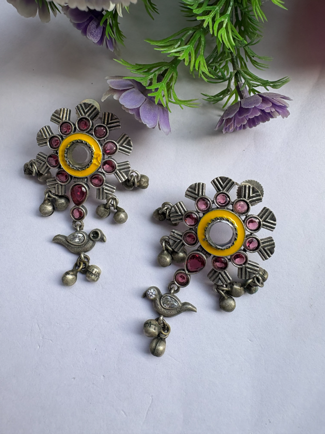 Bird Stone Stud Earrings