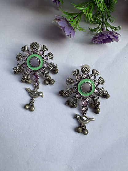 Bird Stone Stud Earrings