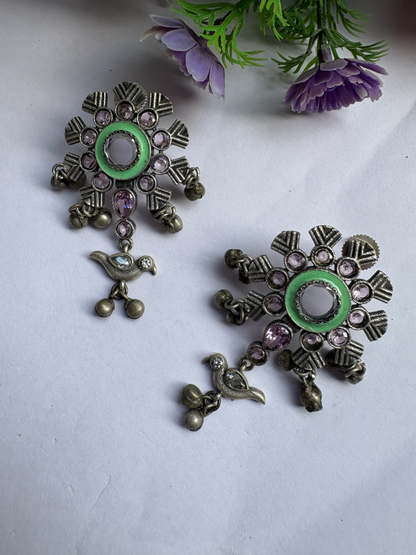 Bird Stone Stud Earrings