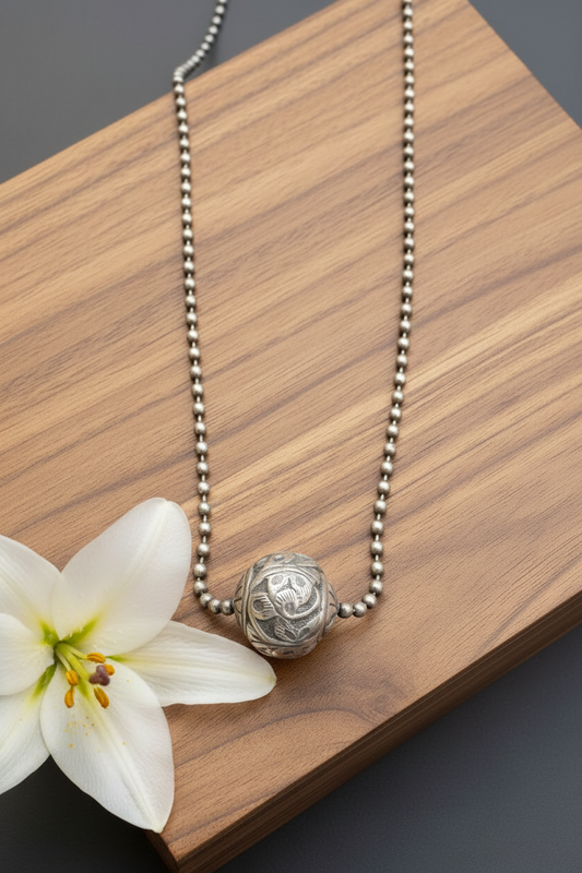 Antique Carved Silver Pendant
