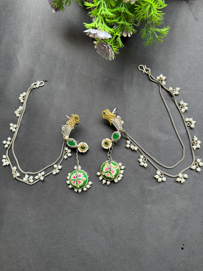 Pearl Chain Ear Cuff Jhumkas