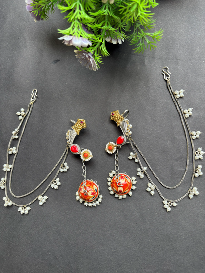 Pearl Chain Ear Cuff Jhumkas