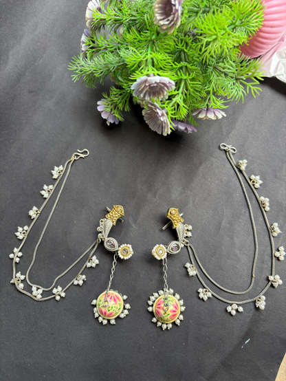 Pearl Chain Ear Cuff Jhumkas