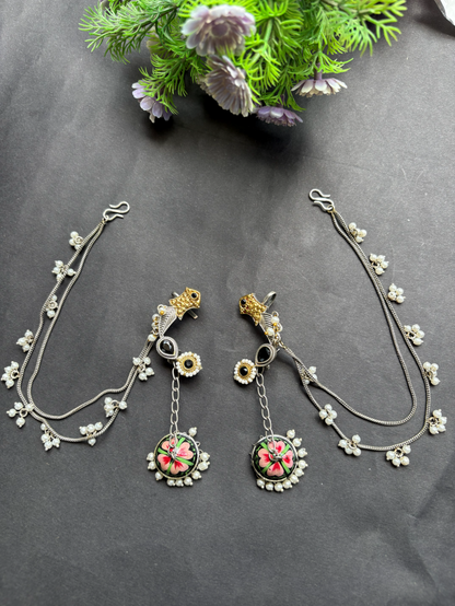 Pearl Chain Ear Cuff Jhumkas
