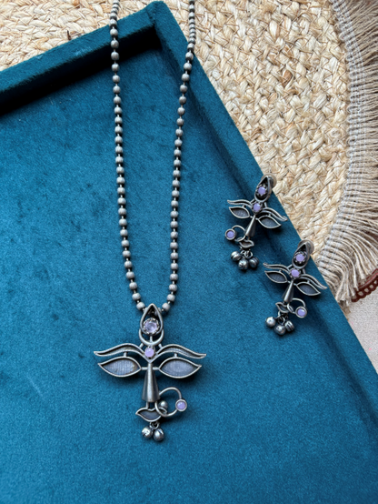 Maa Durga Oxidized Pendant Set