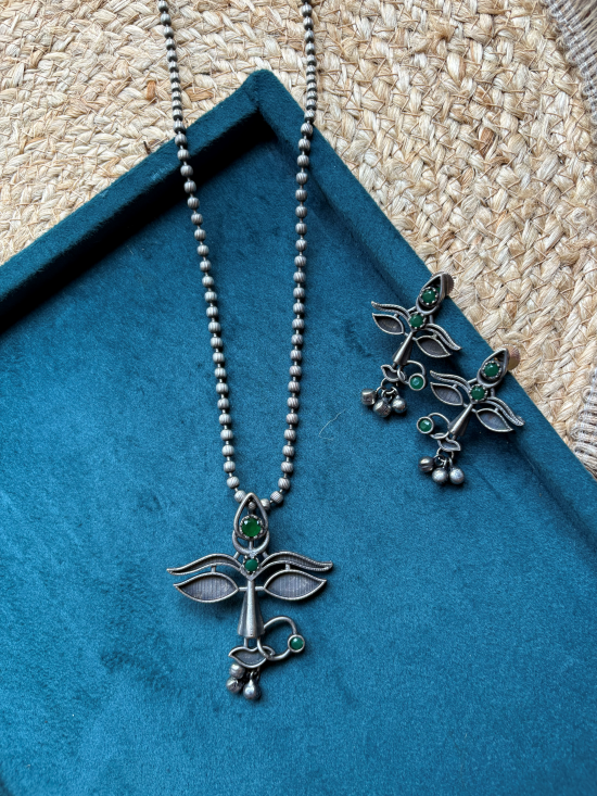 Maa Durga Oxidized Pendant Set