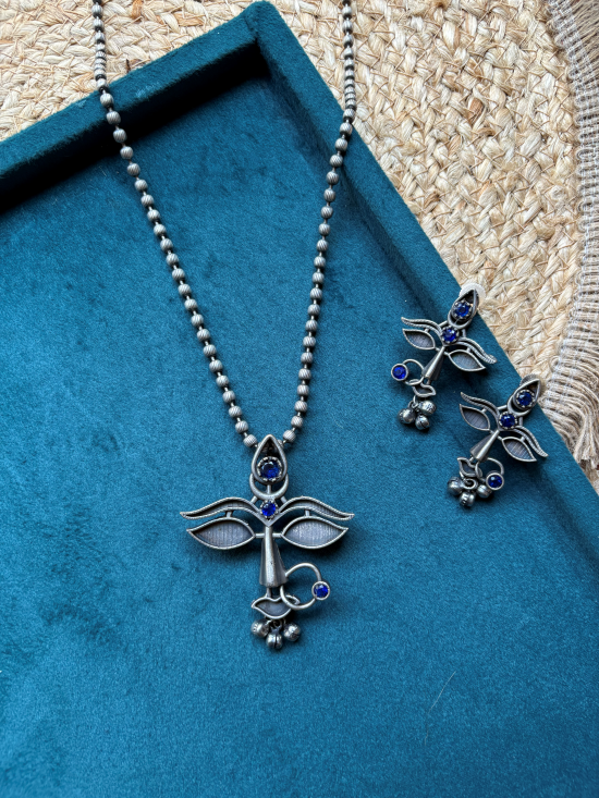 Maa Durga Oxidized Pendant Set