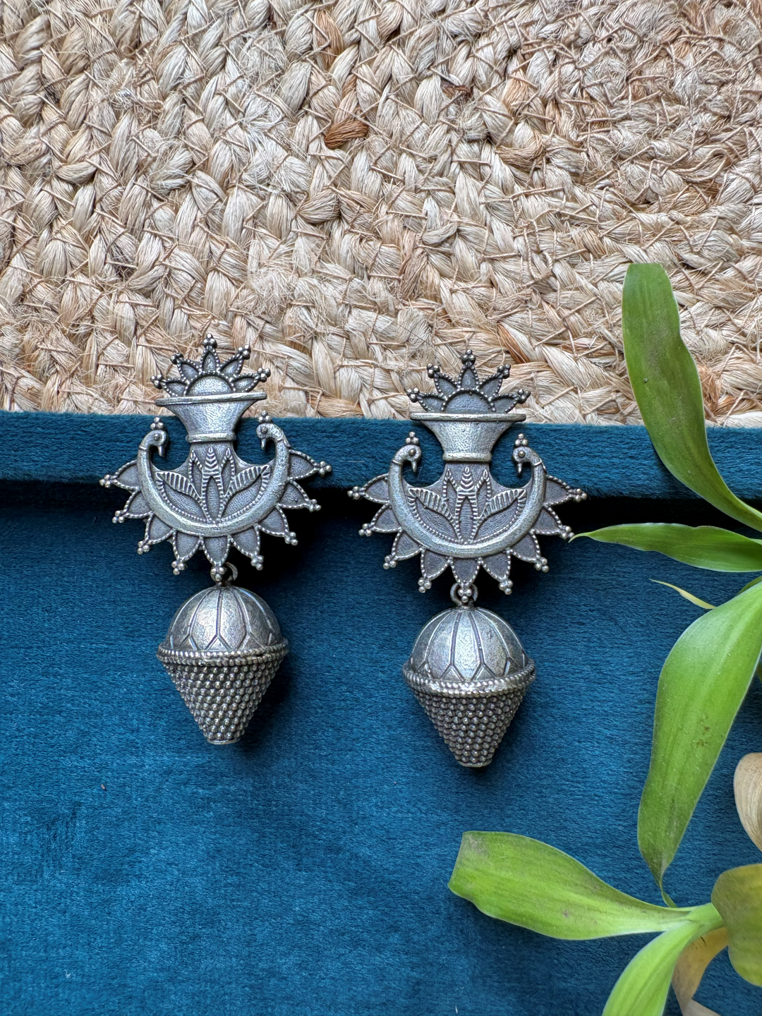 Silver Peacock Sun Jhumkas