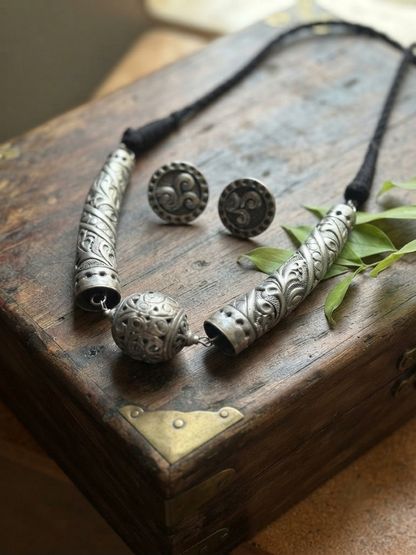 Silver Tribal Statement Necklace SetSilver Tribal Statement Necklace Set