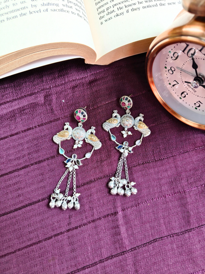 Bird Ghungroo Chandbali Earrings