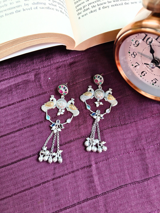 Bird Ghungroo Chandbali Earrings