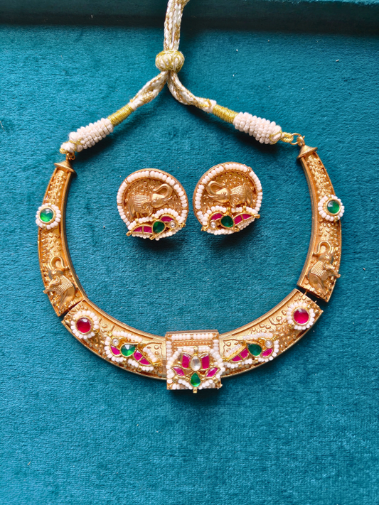 Gajraj Panchi Kundan Hasli Set