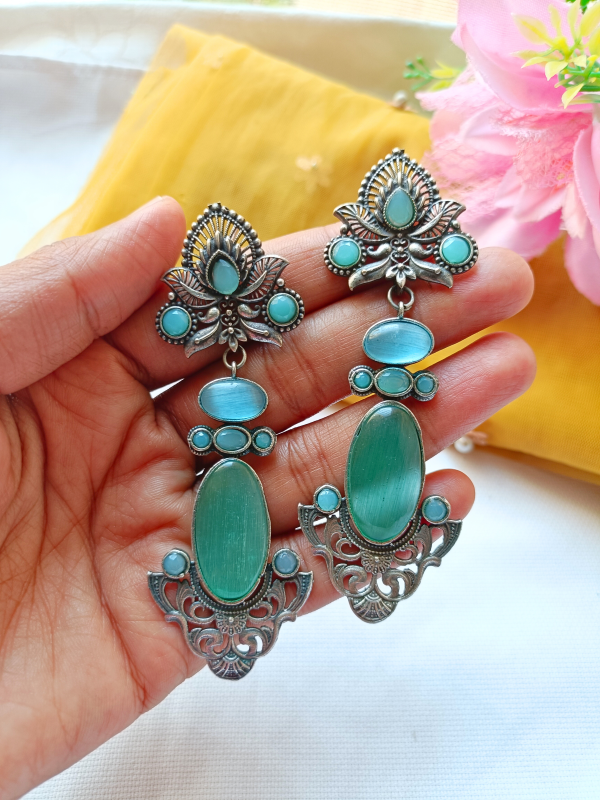 Zara Mint Oxidised Earrings