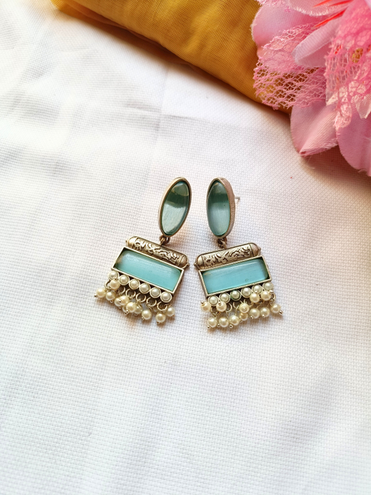 Roma Blue Oxidised Earrings