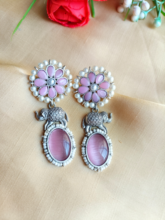 Suri Pink Oxidised Earrings