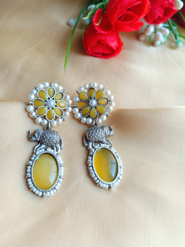 Suri Yellow Oxidised Earrings