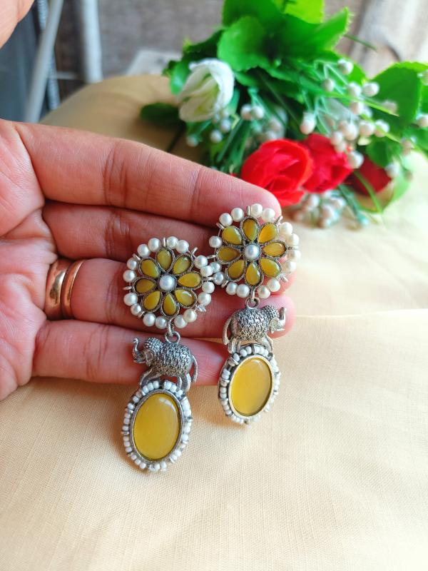 Suri Yellow Oxidised Earrings