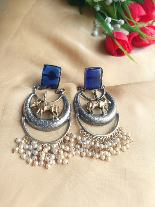 Abhikhya Blue Dual Tone Earrings