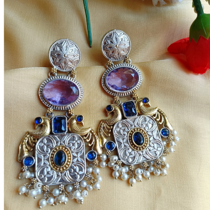 Rani Lavendar Dual Tone Earrings