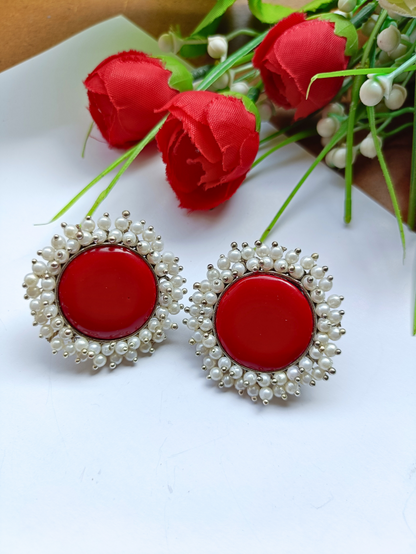 Prutha Red Stud Earring