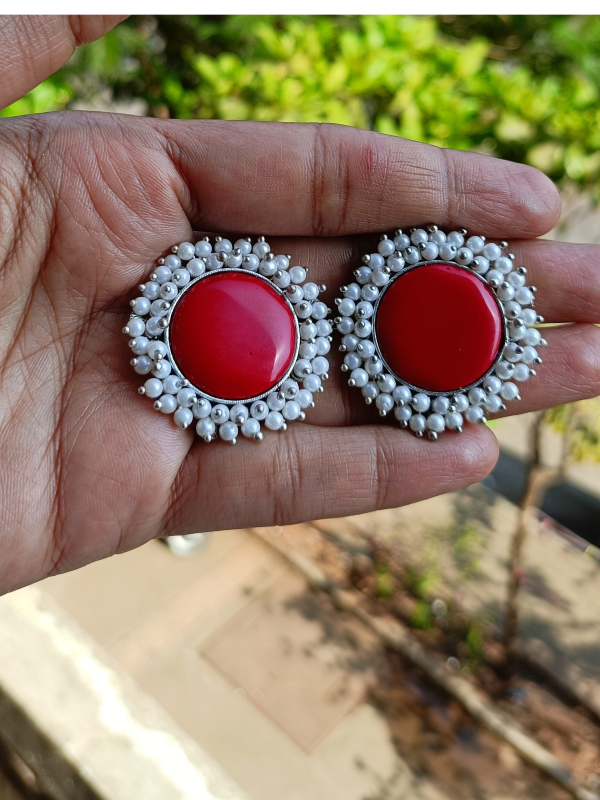 Prutha Red Stud Earring