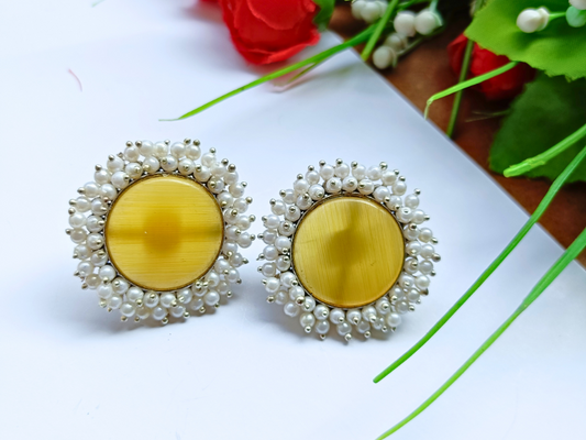 Prutha Yellow Stud Earrings