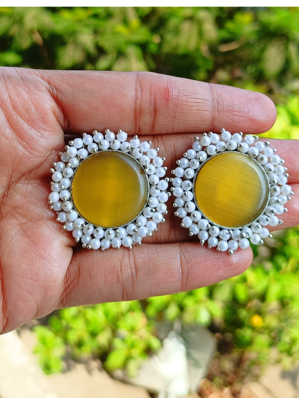 Prutha Yellow Stud Earrings