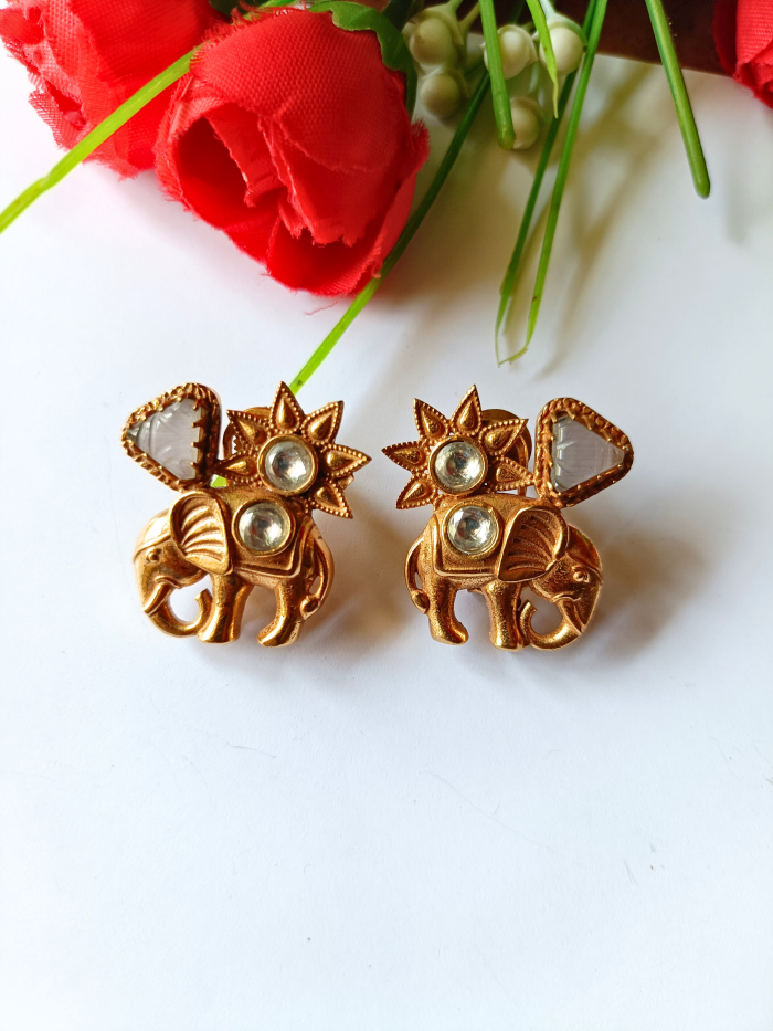 Amrapali Elephant Motifs Earrings