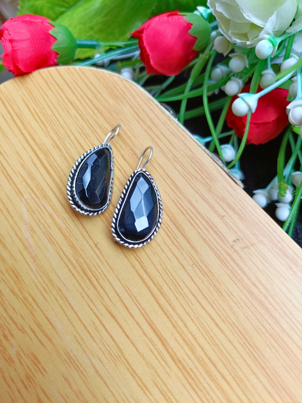 Mokshit Black Hook Earrings