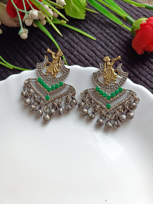 Mihika Green Dangler Earrings